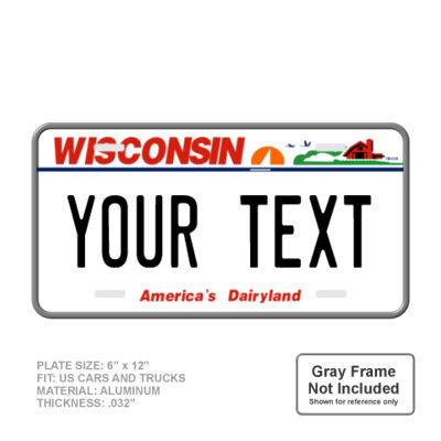 Wisconsin Full Size 6" X 12" Personalized Novelty License Plate  Thumbnail